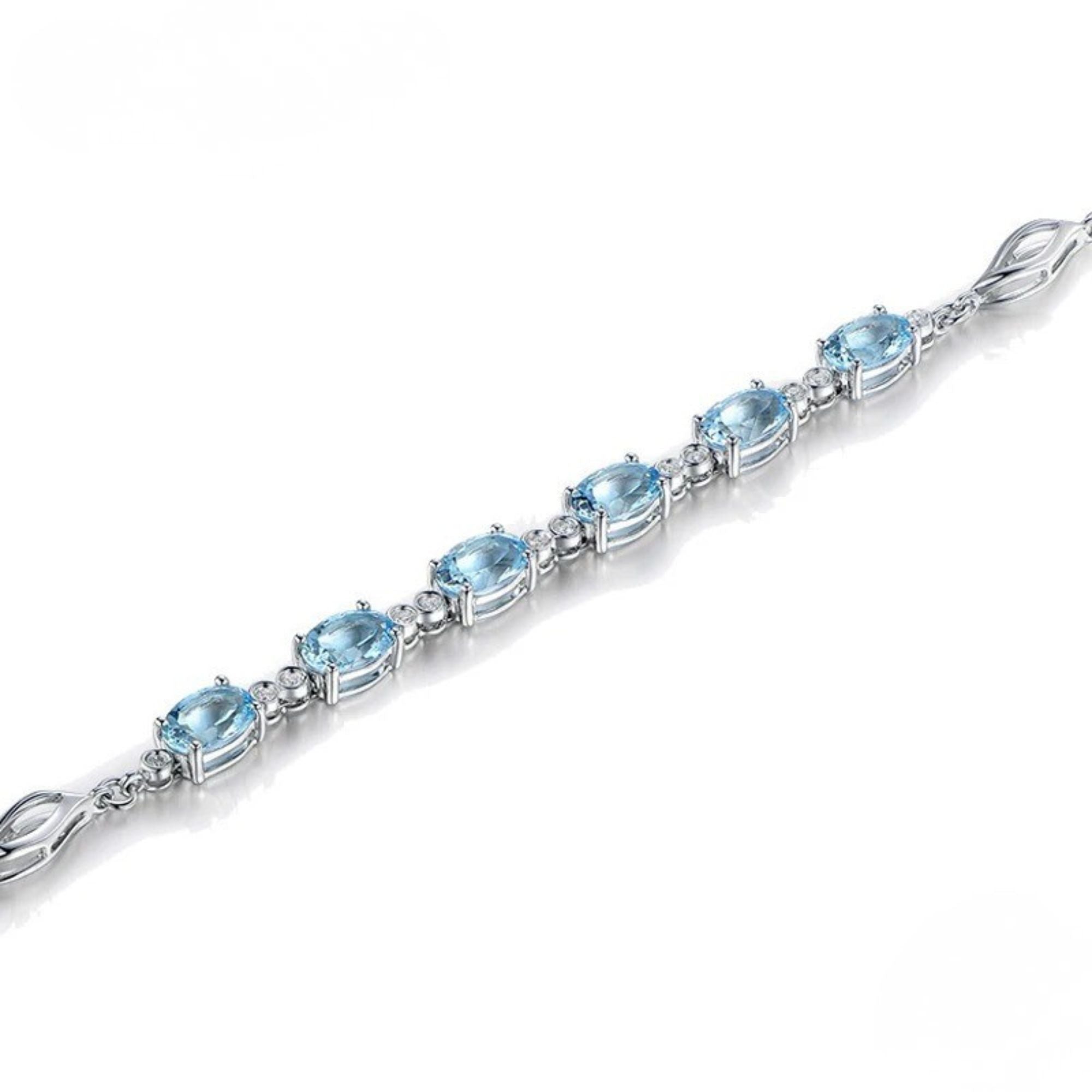 Sterling Silver Aquamarine Bracelet Chain