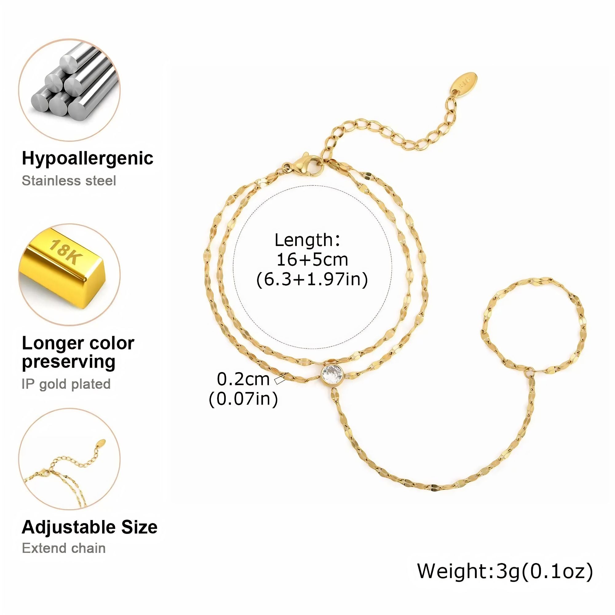 Gold Hand Chain Bracelet Premium