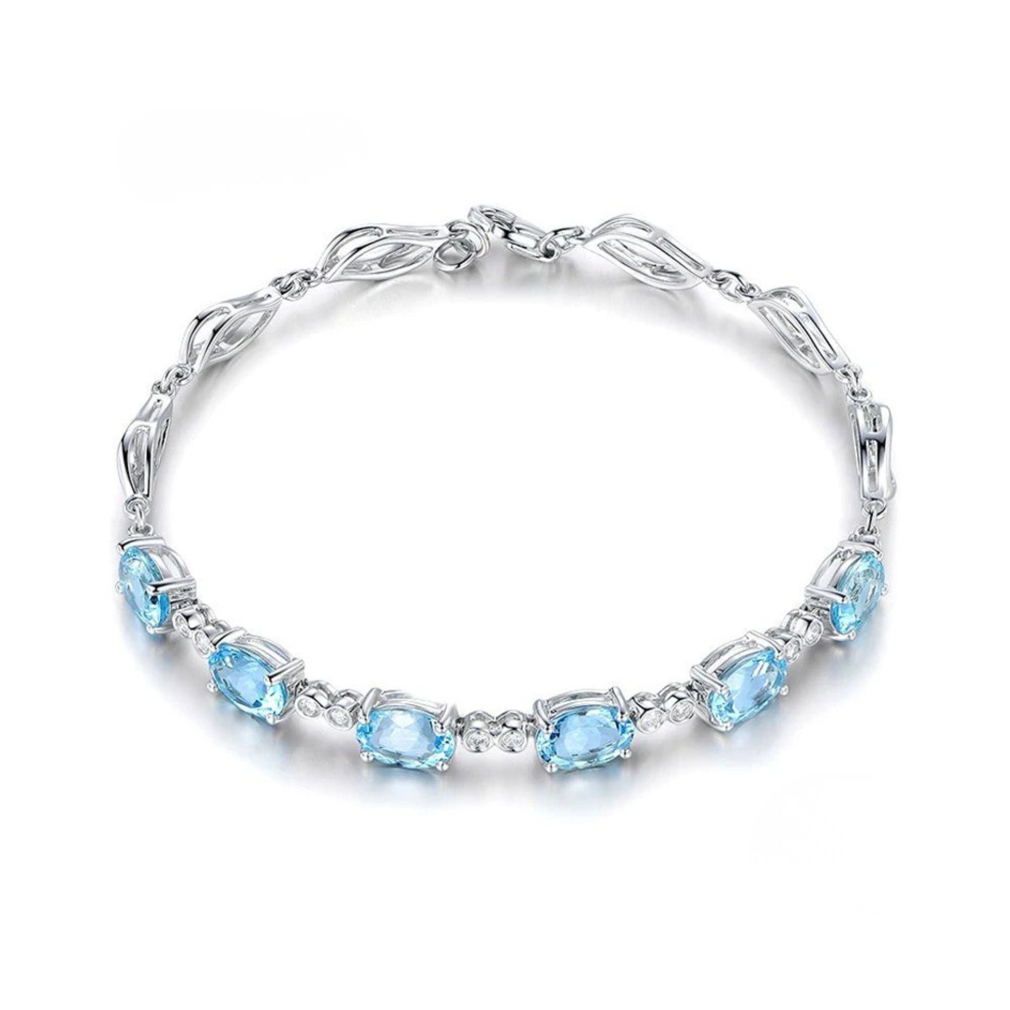Sterling Silver Aquamarine Bracelet Chain