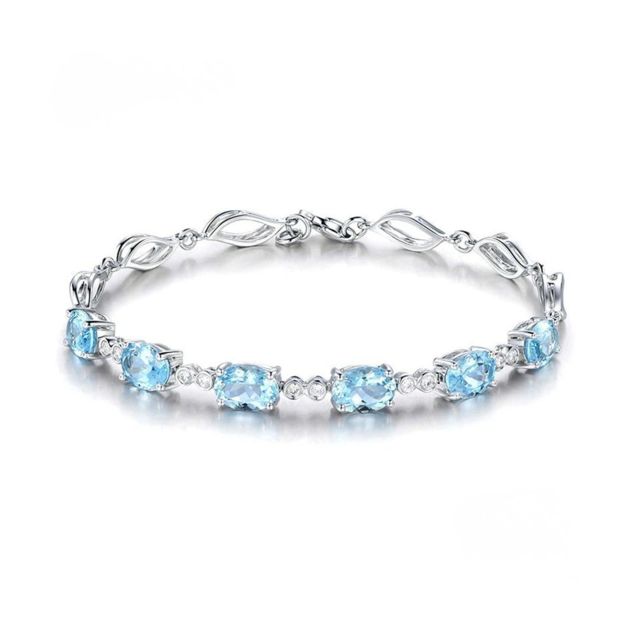 Sterling Silver Aquamarine Bracelet Chain