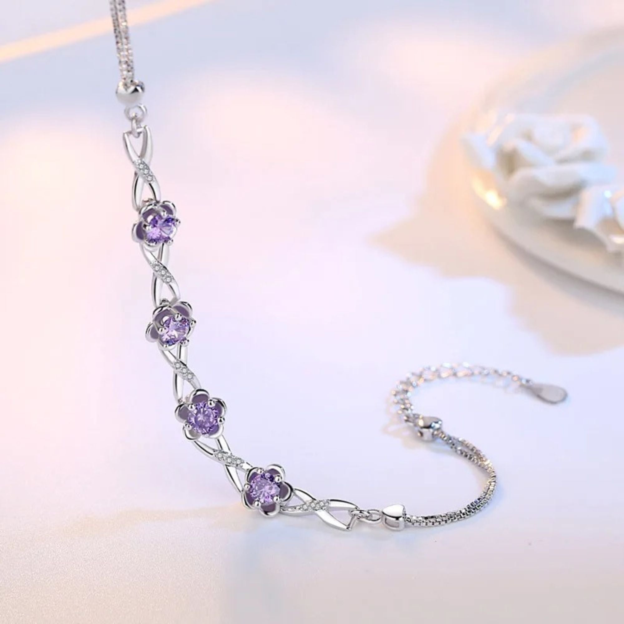 Sterling Silver Vintage Plum Blossom Bracelet