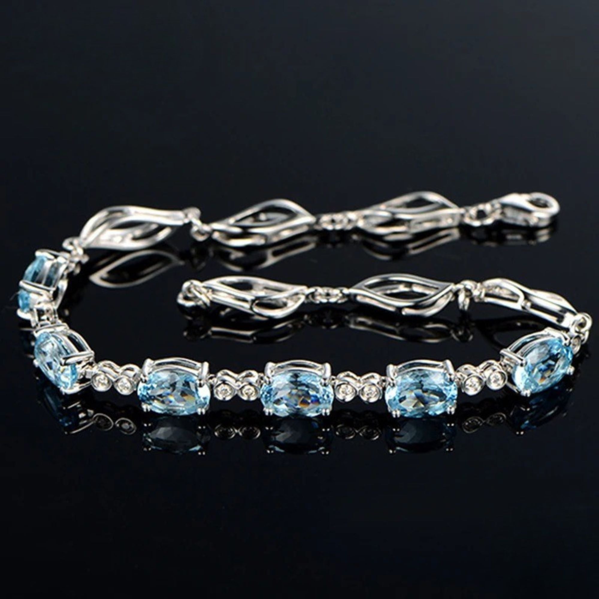 Sterling Silver Aquamarine Bracelet Chain