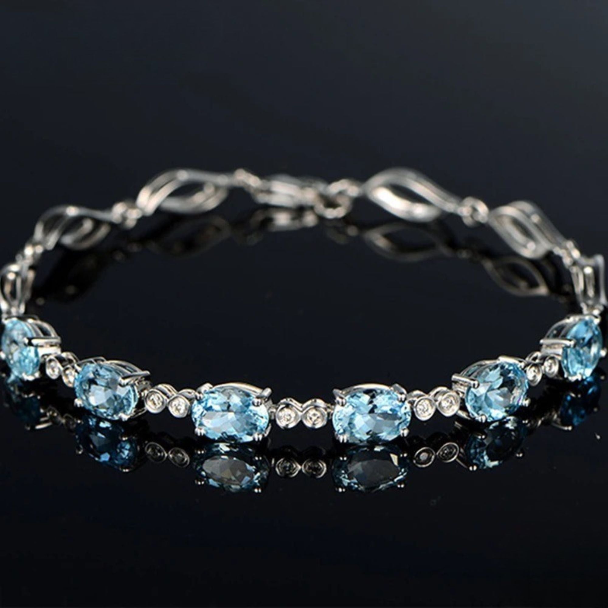 Sterling Silver Aquamarine Bracelet Chain